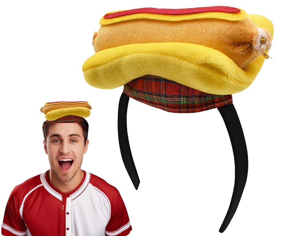 8110 Hot Dog Hat- Mini Velvet Headpiece On Headband - Food Stand Vendor